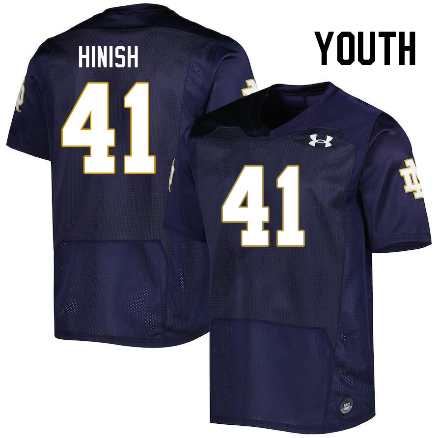 Youth #41 Donovan Hinish Notre Dame Fighting Irish College Football Jerseys Stitched-Navy